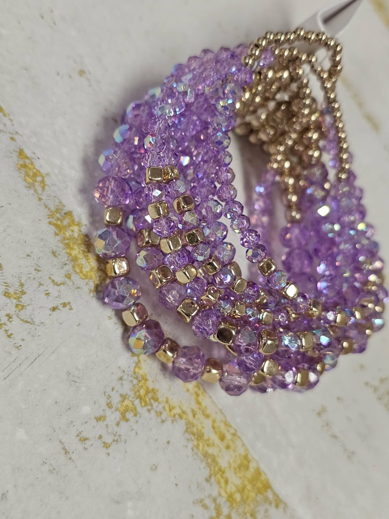 CRYSTAL BEAD MULTI ROW STRETCH BRACELET SET, SB 8406