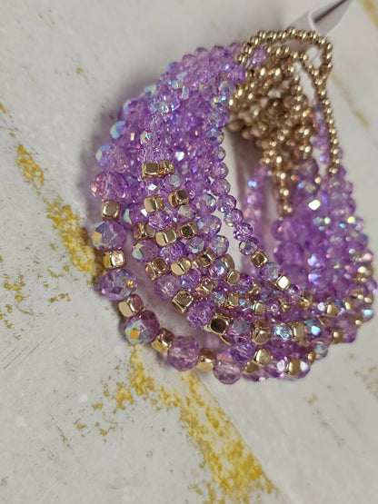 CRYSTAL BEAD MULTI ROW STRETCH BRACELET SET, SB 8406