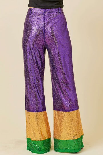 Mardi Gras Sequin Wide Leg Pants