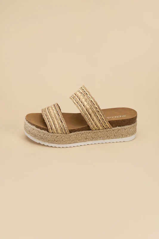 West Platform Sandal - Natural/gold/multi