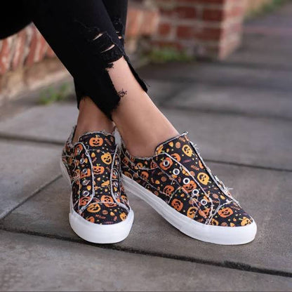 Black Pumpkin Slip Ons