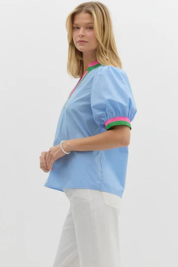 Napa- Bubble Sleeve Top With Band