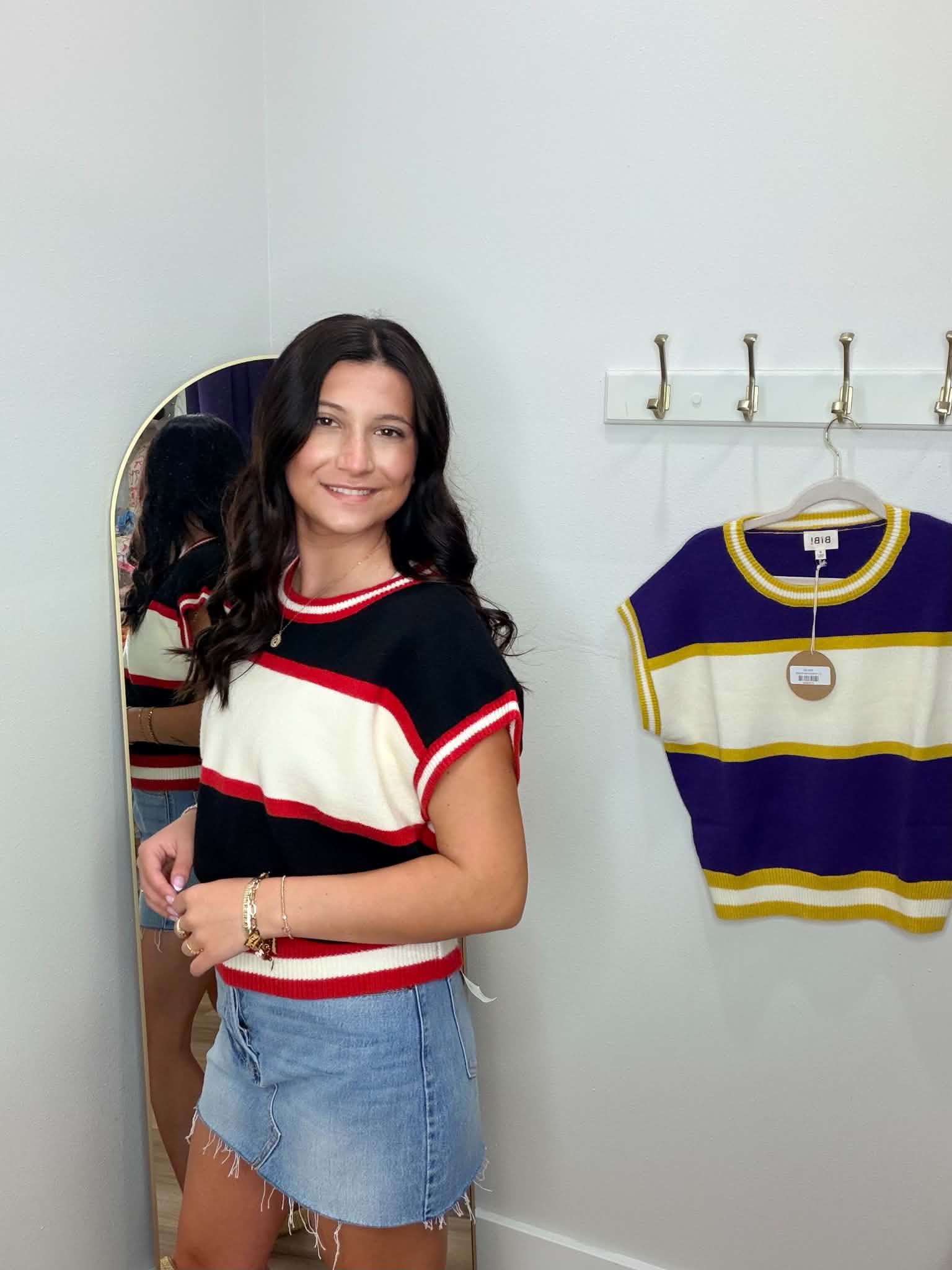 GAMEDAY THEME COLORBLOCK REALXED FIT KNIT SWEATER TOP
