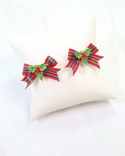 Perfectly Plaid Bow Earring Red