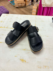 SALABLE- Black Double Strap Buckle Sandal