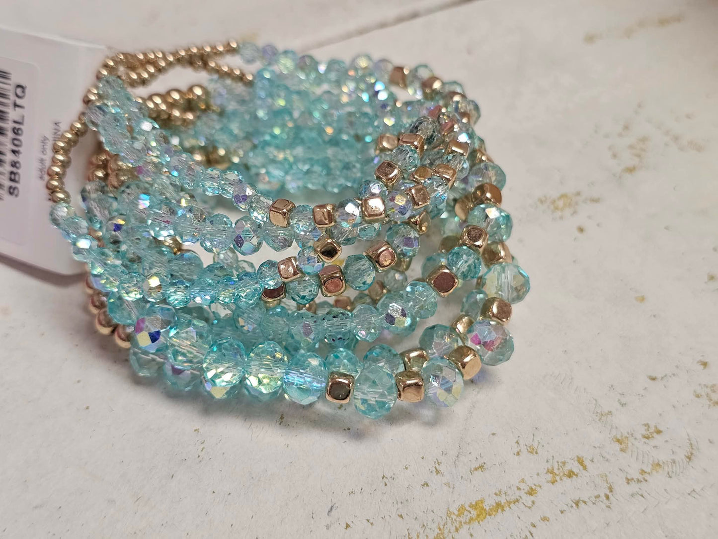 CRYSTAL BEAD MULTI ROW STRETCH BRACELET SET, SB 8406