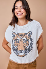 Game Day Tiger Intarsia Sweater Top