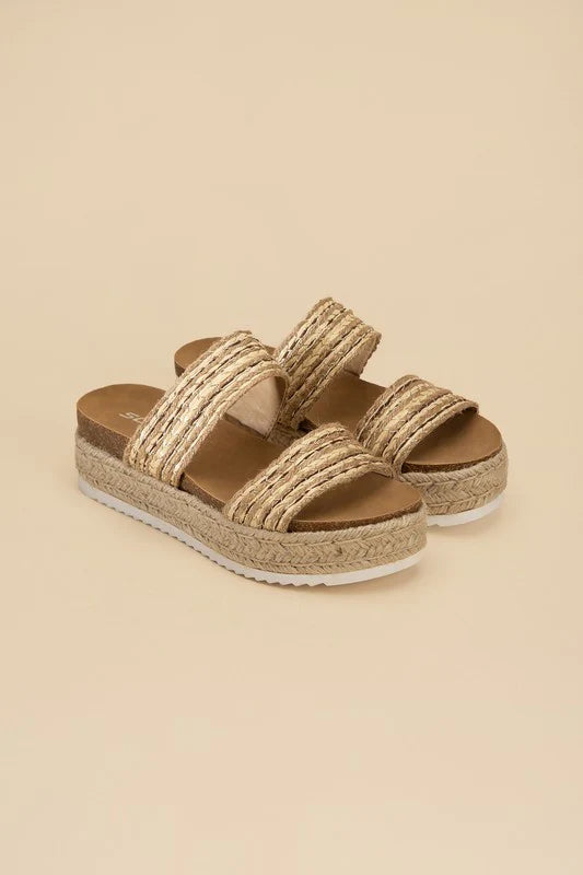 West Platform Sandal - Natural/gold/multi