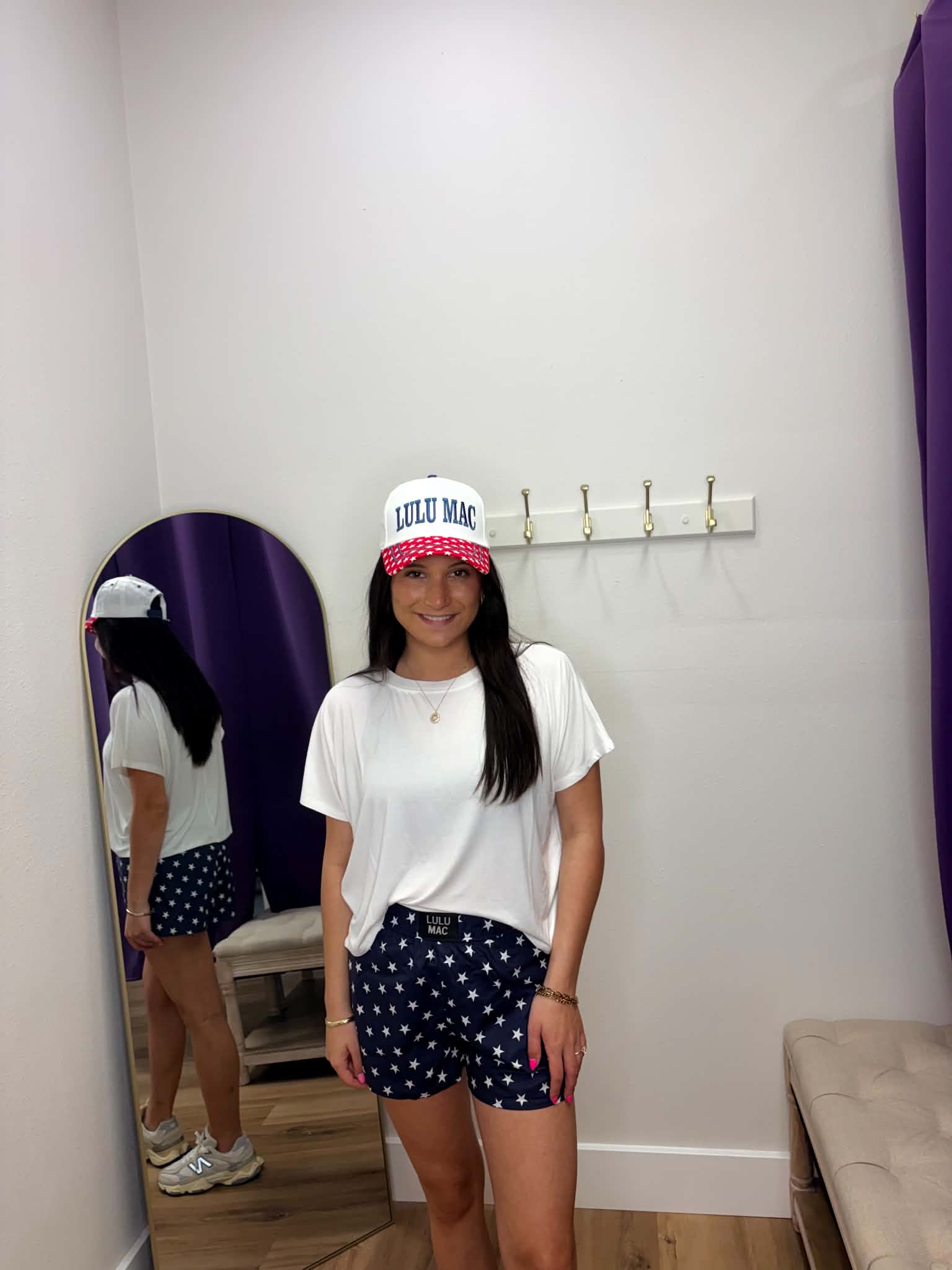 LULU MAC NAVY STITCH/RED BILL CAP