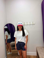 LULU MAC NAVY STITCH/RED BILL CAP