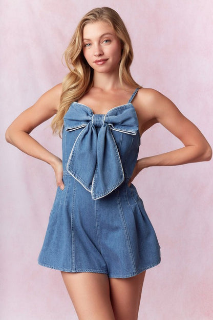 Scallop Trim Bow Detail Romper