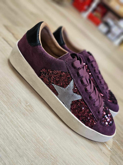 Corky’s Another Round Wine Sequin Sneaker