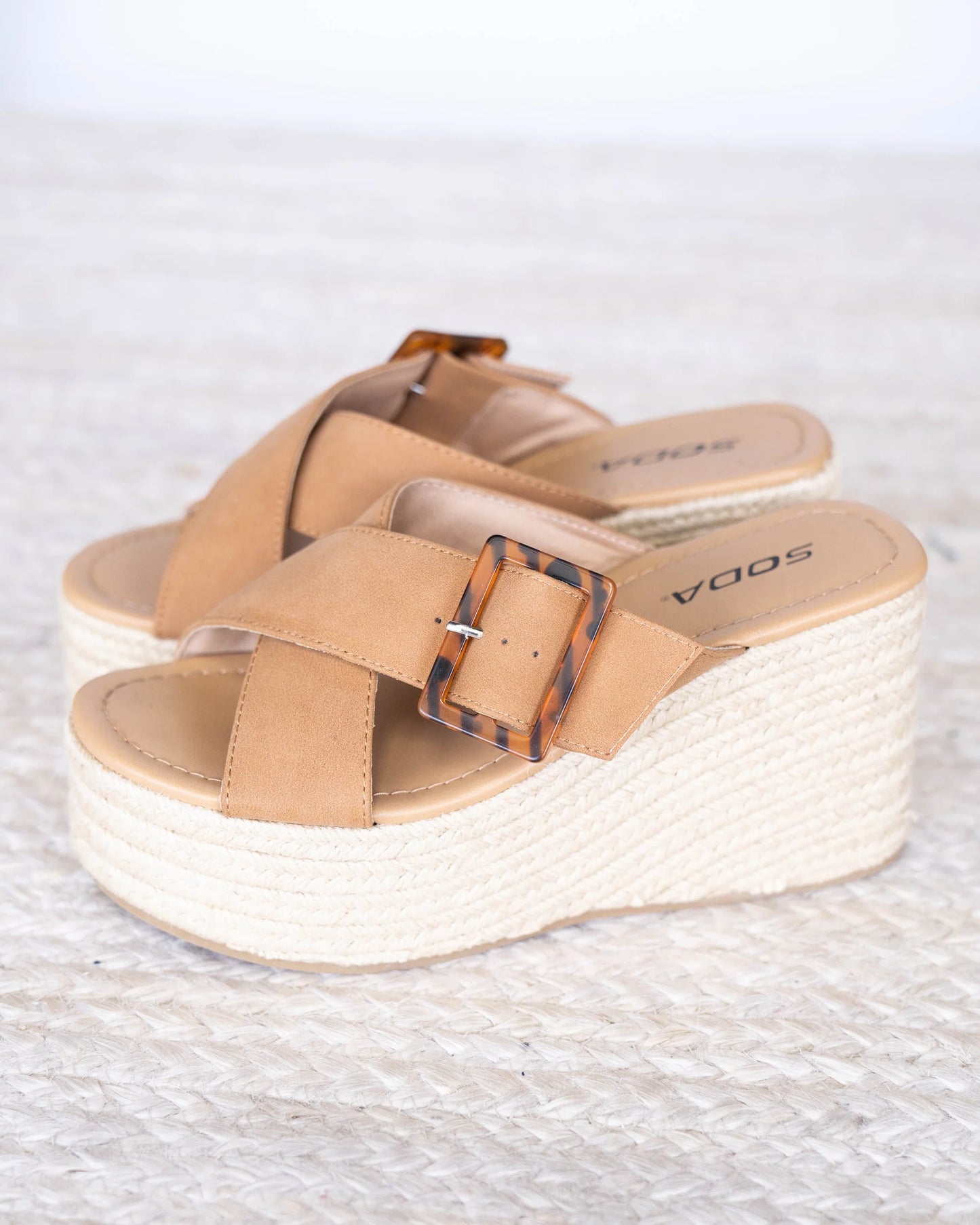 Manta Espadrille Wedge -Tan