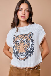 Game Day Tiger Intarsia Sweater Top