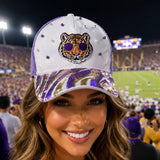 Tigers Louisiana Pearl Purple and Gold Sequin Trucker Hat