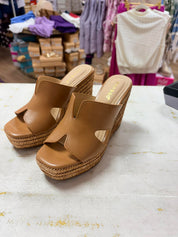ATTIRE- Tan Mule Wedge