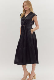 Own the Night- Black Sleeveless Tiered Dress