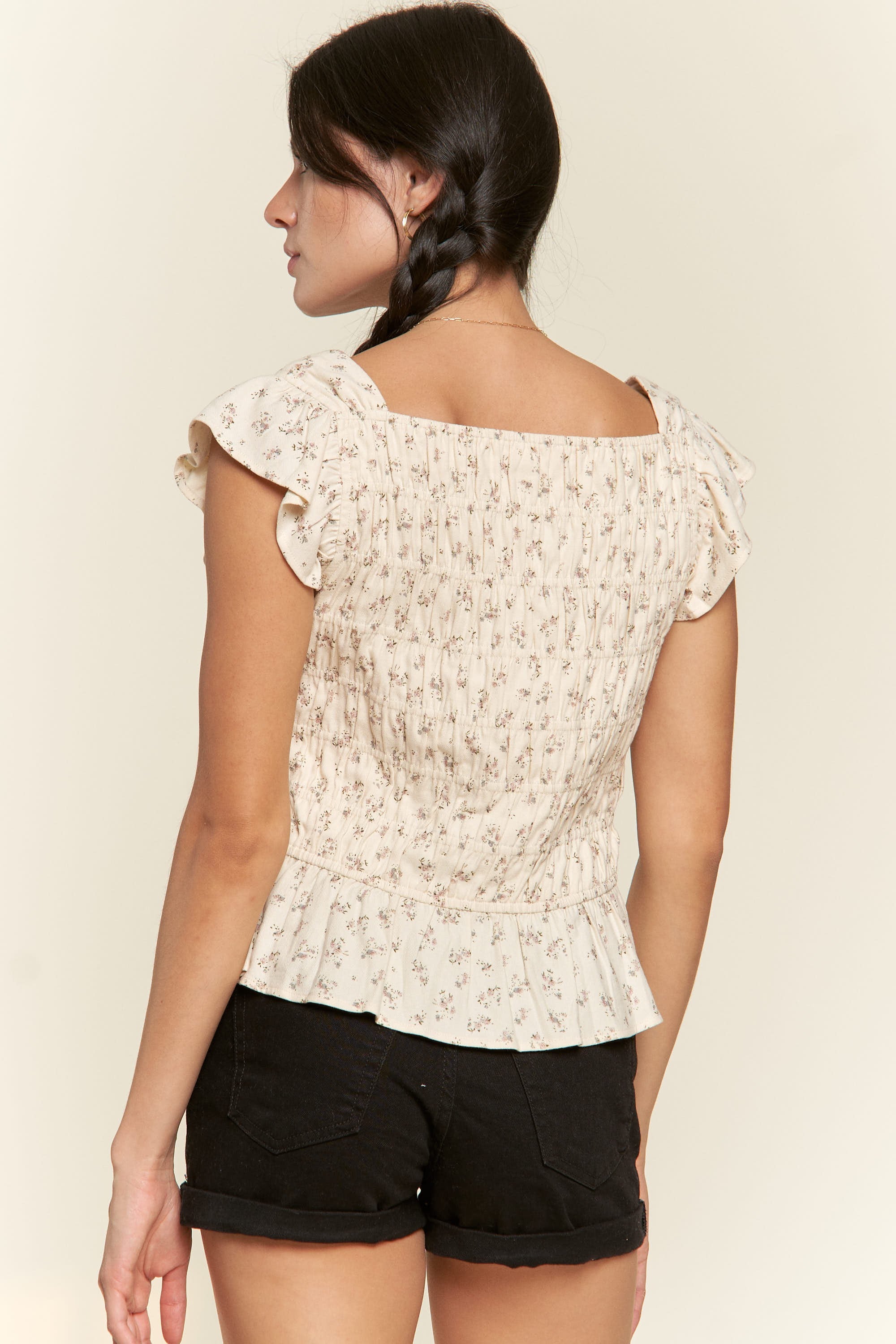 Daisy Ruffled Top - Cream-FINAL SALE