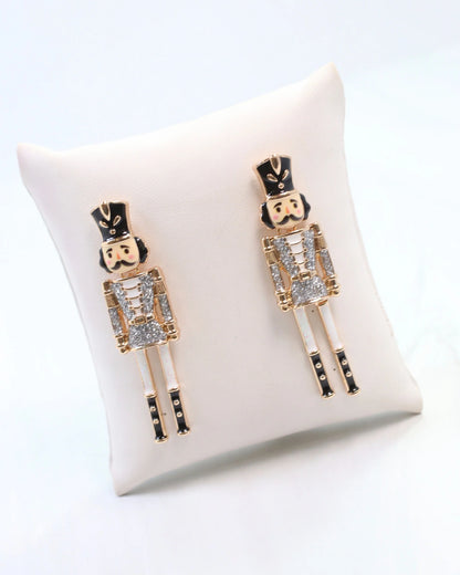 Naughty or Nice Nutcracker Earring Silver
