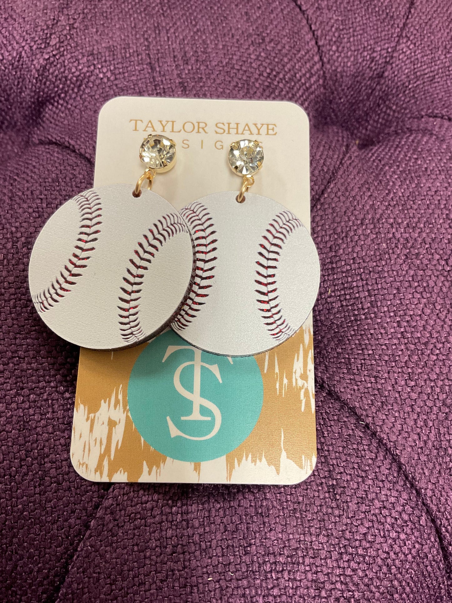 Taylor Shaye Acrylic Baseball Earrings