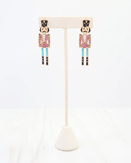 Naughty or Nice Nutcracker Earring Pink
