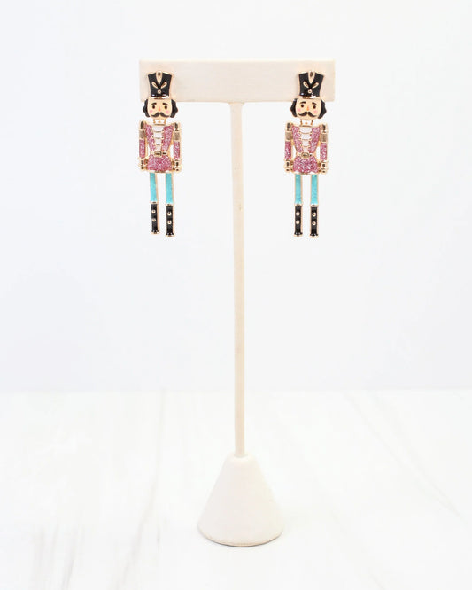Naughty or Nice Nutcracker Earring Pink