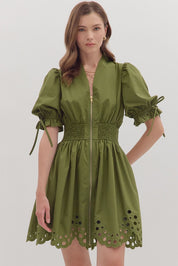 Fall Dreams- Olive V-Neck Dress