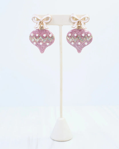 Bridger Bow and Ornament Earring Pink