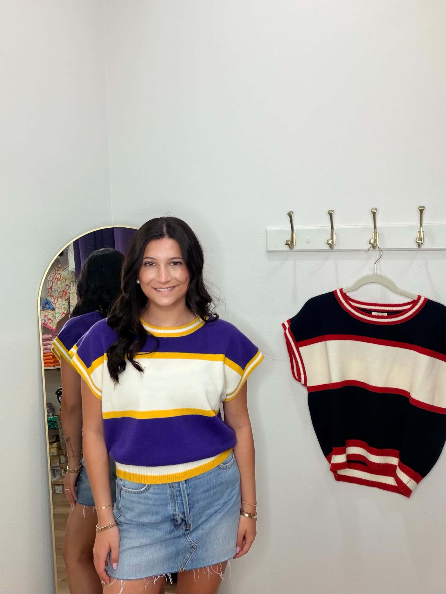 GAMEDAY THEME COLORBLOCK REALXED FIT KNIT SWEATER TOP
