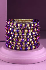 9 Piece Colorful Beaded Stretchy Bracelet Stack