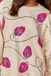 Pink Christmas Lights Open Seam Sweatshirt