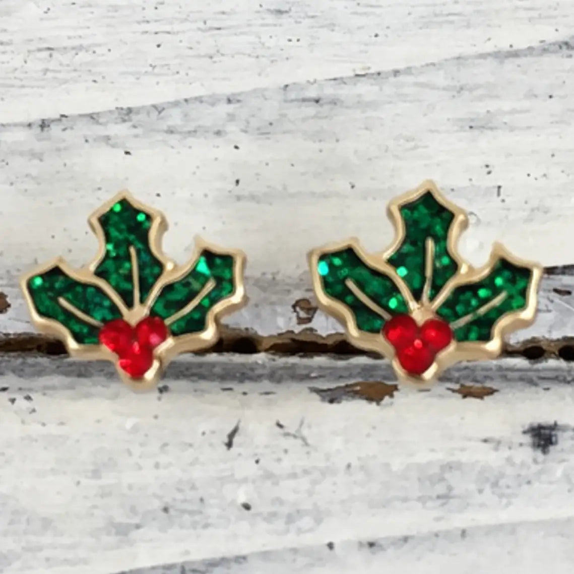 Tine Holly Christmas Post Earrings