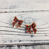 Christmas Plaid Bow Post Earrings