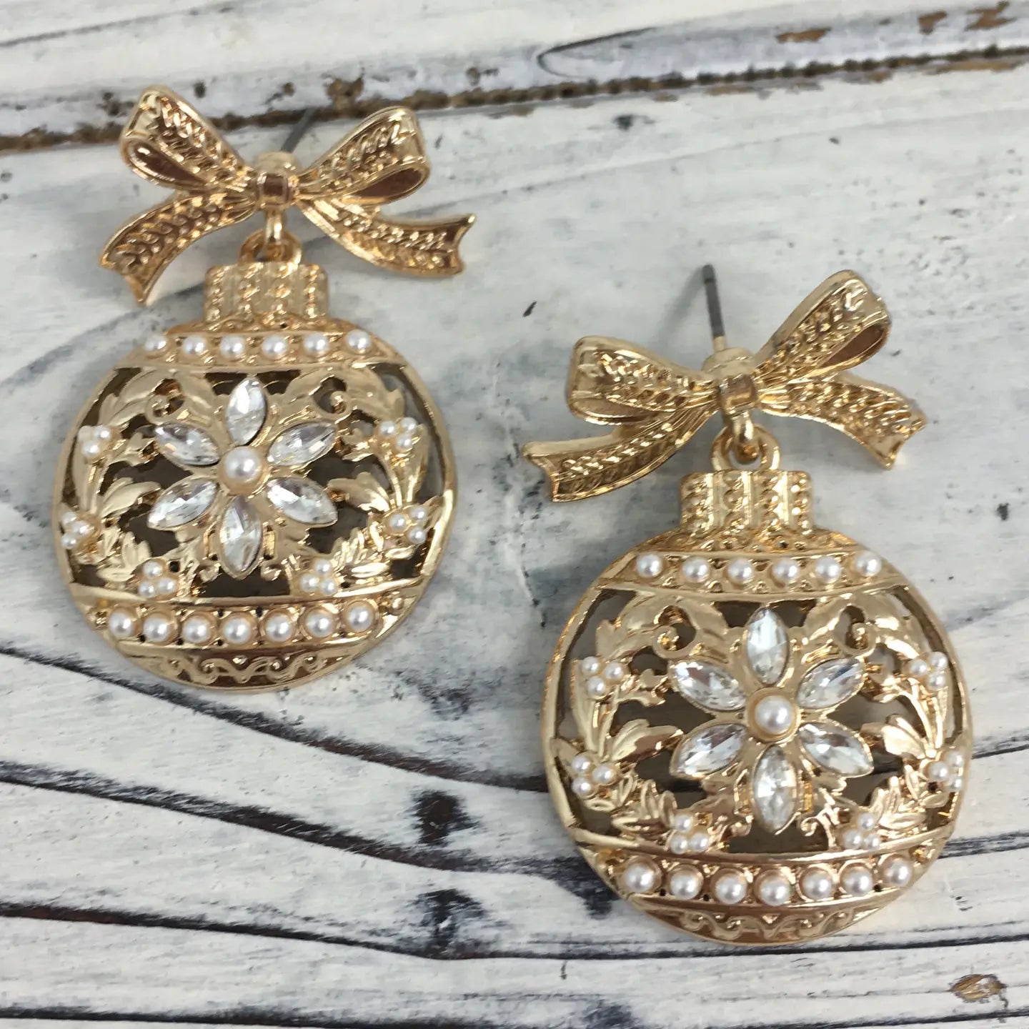Christmas Bow & Ornament Earrings