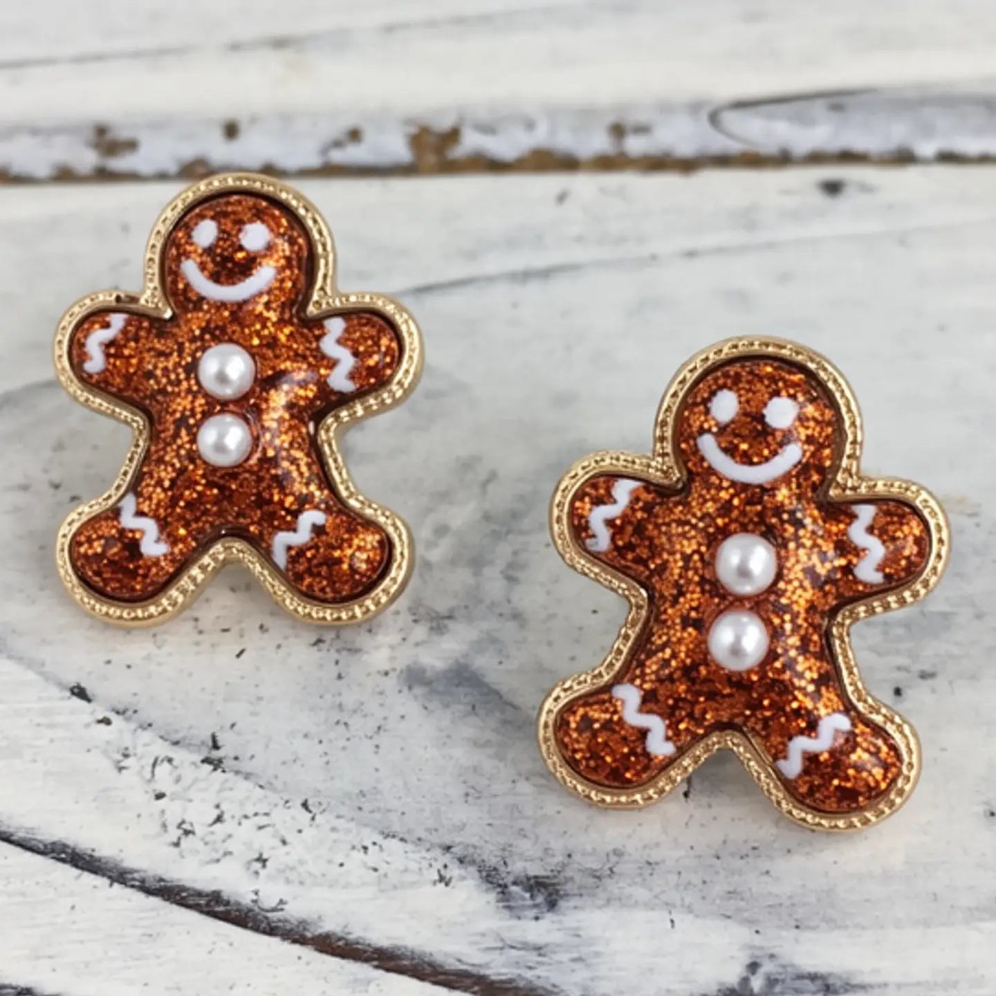 Glitter Gingerbread Man Post Earrings