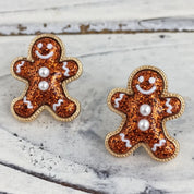 Glitter Gingerbread Man Post Earrings