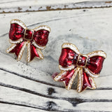 Santa Theme Bow Post Earrings