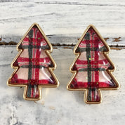 Christmas Plaid Tree Post Earrings
