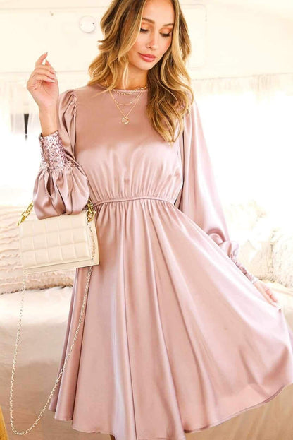 Satin Midi dress with sequin detail