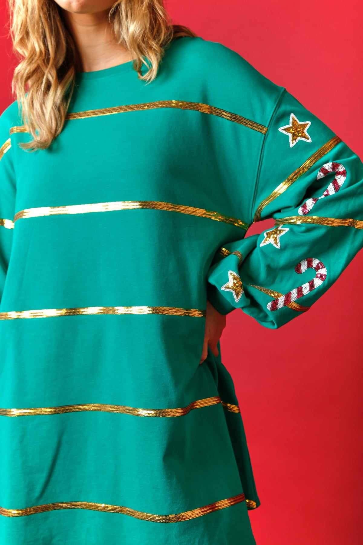 Sequin stripe Christmas Sweatshirt Dress