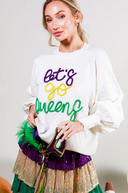 Let’s Go Queens- Detail Letter Top- Multiple Colors