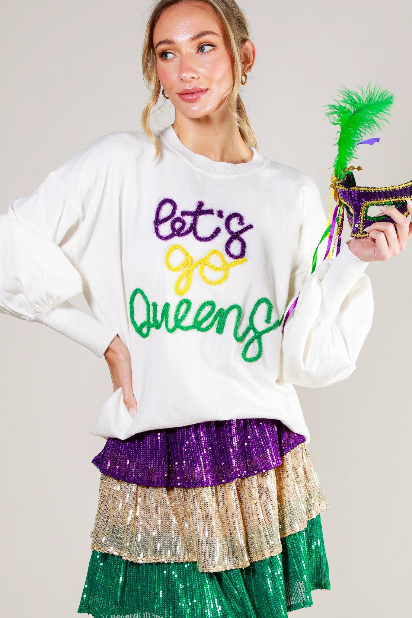 Let’s Go Queens- Detail Letter Top- Multiple Colors