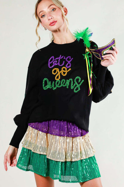 Let’s Go Queens- Detail Letter Top- Multiple Colors