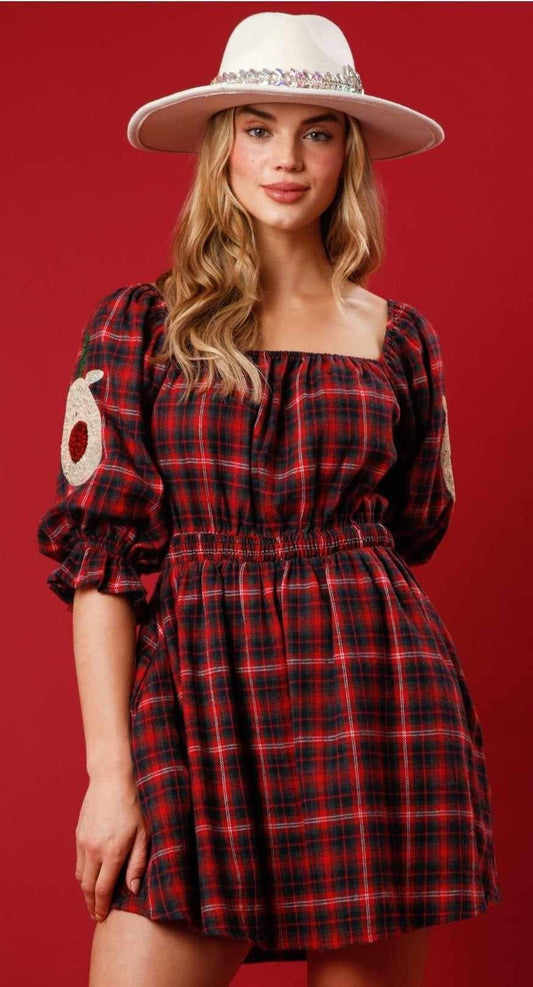 Plaid Sequin Rudolph Dress