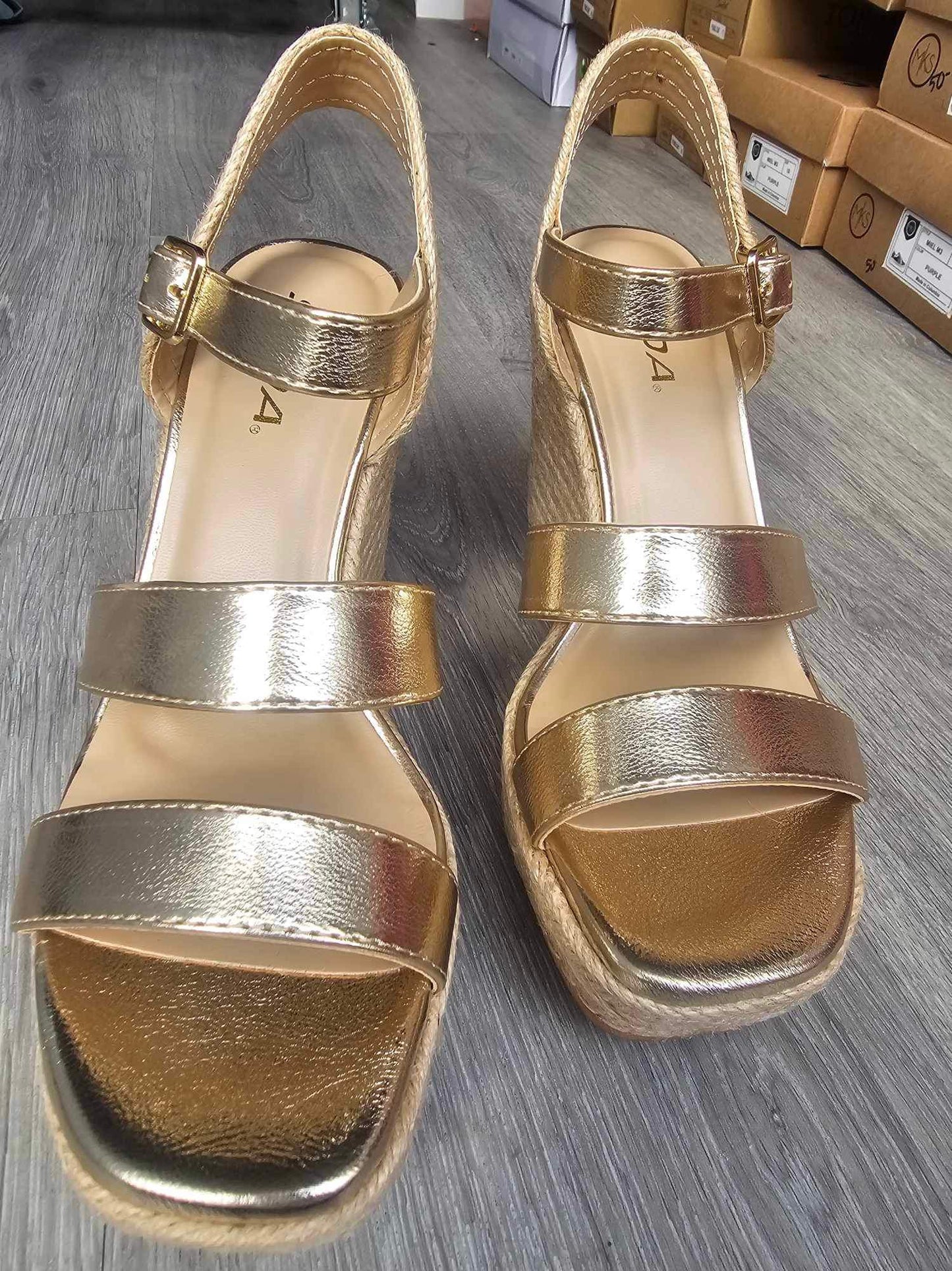 Lavinia- Espadrille Wedge Gold