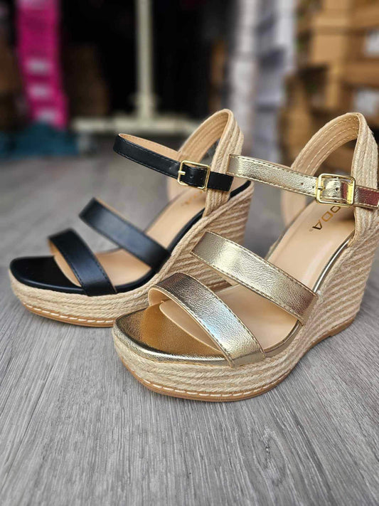 Lavinia- Espadrille Wedge Gold