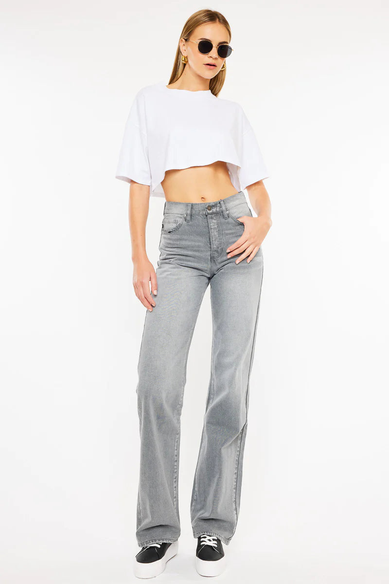 Alessia Ultra High Rise 90’s Flare Jeans - LIGHT GRAY