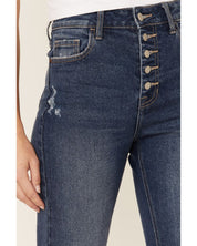 Tinsley High Rise 5 Button Flare Jeans - DARK MEDIUM WASH