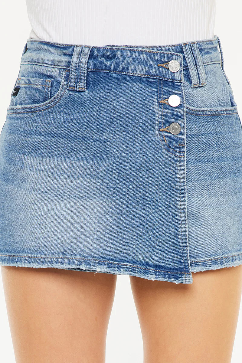 Keelan Cross Over Skort - MEDIUM WASH