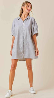 Oversized Button Down Striped Dress
